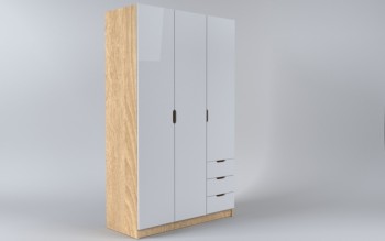 Шкаф 3-х створчатый с ящиками Лофт (Белый/корпус Дуб Сонома) в Черлаке - cherlak.mebel54.com | фото